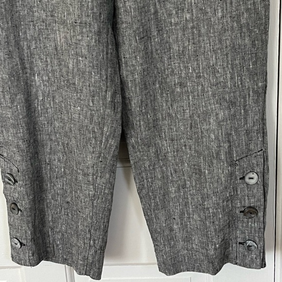 Chico's 100% Linen Button Trim Cropped Pull On Pants size Chico’s 00 US 2 Grey - Picture 3 of 12